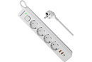 Удлинитель с сетевым фильтром DEFENDER DFS 143 3 м,белый,4розетки,USB+TypeC