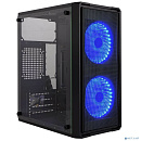 Корпус Ginzzu B172 2*USB 2.0,AU FAN 2*12 LED (12LB33) боковая панель стекло передняя сетка