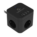 Cablexpert Сетевой фильтр Cube CUBE-3-CU3-B-1.5 (3р, 10А, 1xType-C PD, 3xUSB, 1.5м, ур.защиты 4+) черный, коробка