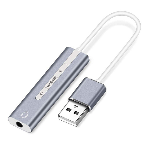 ORIENT AU-04PL Адаптер USB to Audio ((звуковая карта), jack 3.5 mm (4-pole) для подключения телефонной гарнитуры к порту USB, кнопки: громкость +/-, и