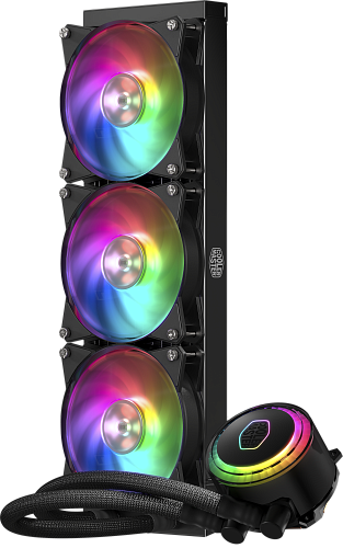 Система охлаждения/ Cooler Master MasterLiquid ML360R RGB (250W, 360mm, ARGB, fans: 3x120mm/66.7CFM/30dBa/2000rpm, 1200/115X/2066/2011-V3/2011/AM5