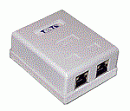Настенная розетка, 2 порта RJ-45 категории 5е, UTP, белая