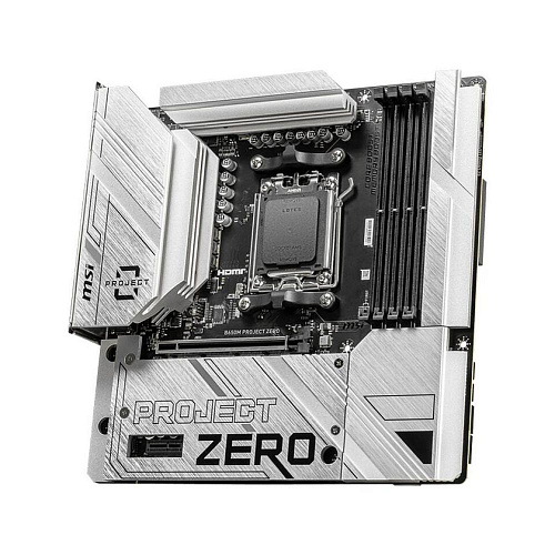 Материнская плата MSI B650M PROJECT ZERO B650, AM5, 4*DDR5, 1*PCIEx16, 1*PCIEx1, 2*M.2, 3*TypeC, 3*USB3.2Gen2, 4*USB3.2Gen1, 6*USB2.0, 4*SATA3.0, 2.5G