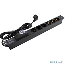 Exegate EX280835RUS Блок розеток ExeGate ServerPro PDU-19H610 Al-6S-EU2.5-1P, 19",1U,алюм,6Sch,евровилка,2.5м,защ перегр