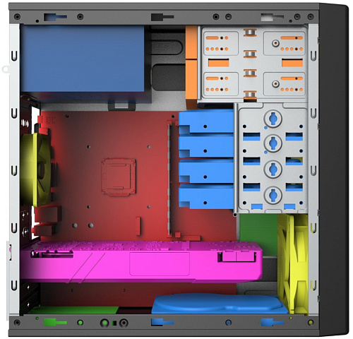 Корпус с блоком питания 450Вт./ Case Foxline FL-733R-FZ450R-U32-NRP mATX case, black, w/PSU 450W 12cm, w/2xUSB2.0, w/2xUSB3.0, w/P-lock, w/E-lock