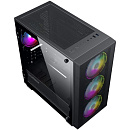 Gamemax Aero Mini mATX case, black, w/o PSU, w/1xUSB3.0+1xUSB2.0, w/3x12cm ARGB front fans GMX-12-Rainbow-D), w/1x12cm ARGB rear fan (GMX-12-Rainbow-D
