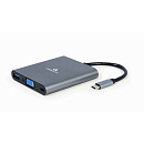 Cablexpert A-CM-COMBO6-01 Адаптер интерфейсов Cablexpert A-CM-COMBO6-01, USB-CM 6-в-1 (Hub3.0, HDMI, VGA, кардридер, стерео)