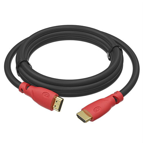 Кабель Greenconnect GCR HDMI 2.0, 1.5m, красные конн, HDR 4:2:2, Ultra HD, 4K 60 fps 60Hz/5K*30Hz, 3D, AUDIO, 18.0 Гбит/с, 28/28 AWG, 3 X экран (HM301)