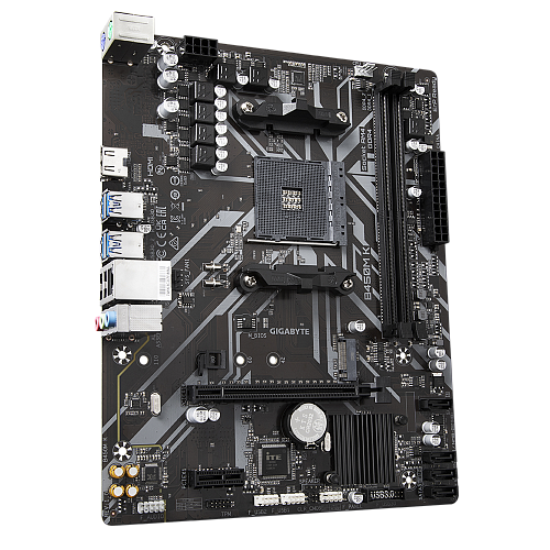 Материнская плата/ MB GIGABYTE AMD B450 sAM4, 2xDDR4(64GB), D-SUB/HDMI 2.0, 1xPCIe 3.0x16, 1xPCIe 2.0, 1xLAN, 4xSATA 6Gb/s, 1xM.2, 4xUSB 3.2, 2xUSB