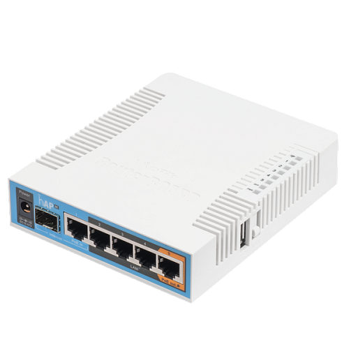 MikroTik hAP ac with 720MHz CPU, 128MB RAM, 5x Gigabit LAN, built-in 2.4Ghz 802.11b/g/n three chain wireless with integrated antennas, built-in 5Ghz