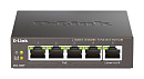 коммутатор D-Link Неуправляемый PoE-коммутатор, 5x1000Base-T (4x1000Base-T PoE), PoE-бюджет 60 Вт, корпус металл