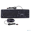 Комплект проводной клавиатура+мышь Гарнизон, 104кл+3кн, 1000 DPI, 1.8м, черный