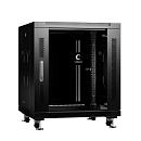Шкаф коммуникационный Cabeus SH-05C-12U60/60-BK Шкаф монтажный телекоммуникационный 19" напольный 12U 600x600x730mm (ШхГхВ) передняя стеклянная и задн