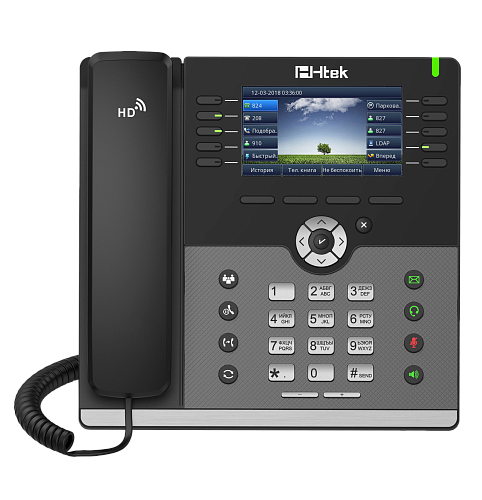 IP-телефон Hitek Гигабитный цветной , до 16 SIP-аккаунтов, ЖКД 4.3" TFT 480*272 пикс., HD-звук, 14 прогр.клав., BLF/BLA, Bluetooth, WiFi, PoE, БП в комплекте