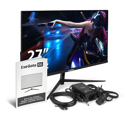 Монитор игровой 165 Гц 27" ExeGate Combat EF2707C (IPS LED Grade A+, FHD, 1920x1080@165Гц, 16:9, 300cd/m2, 1000:1, 178°/178°, 1ms, HDMI, DisplayPort,