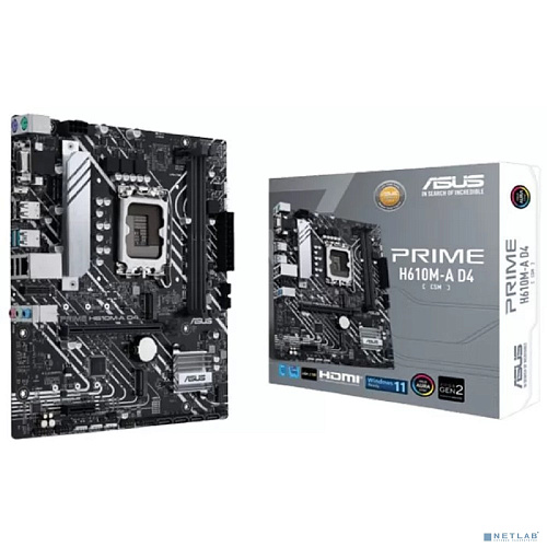 ASUS PRIME H610M-A D4-CSM (Socket 1700, mATX, 2xDDR4(64GB), VGA/DP/HDMI 2.1, 1xPCIe 4.0x16/1xPCIe 3.0, 1xLAN, 4xSATA 6Gb/s, 2xM.2, 1xM.2 E key, 2xUSB