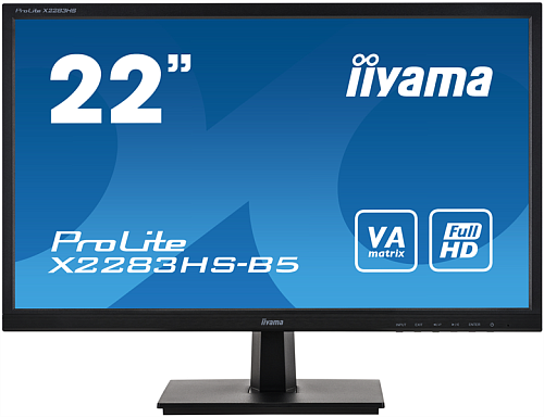 21,5" Iiyama ProLite X2283HS-B5 1920x1080 75Гц VA LED 16:9 4ms VGA HDMI DP 80M:1 3000:1 178/178 250cd Tilt Speakers Black