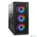 Exegate EX295766RUS Корпус Miditower ExeGate EVO-5001A (ATX, без БП, 2*USB+1*USB3.0+HD Audio, черный, 3 вент.12см с RGB подсветкой, боковая панель - з