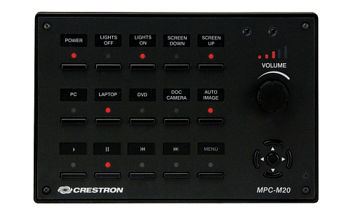 Контроллер Crestron MPC-M20-B-T с 15 программируемыми кнопками, наклейками с задней подсветкой, обратной связью на светодиодах, 5-сторонней подушкой н