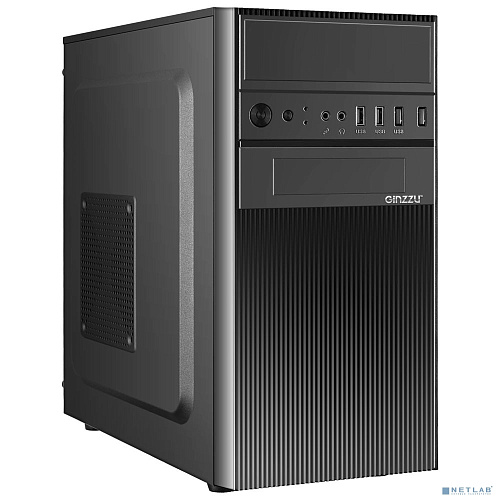 Корпус MiniTower Ginzzu D190, mATX, 2xUSB2.0, черный,без БП, без вентиляторов (Ginzzu D190)