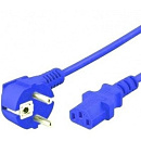 Hyperline PWC-IEC13-SHM-5.0-BL кабель питания компьютера (Schuko+C13) (3x1.0), 10A, угловая вилка, 5 м, цвет синий
