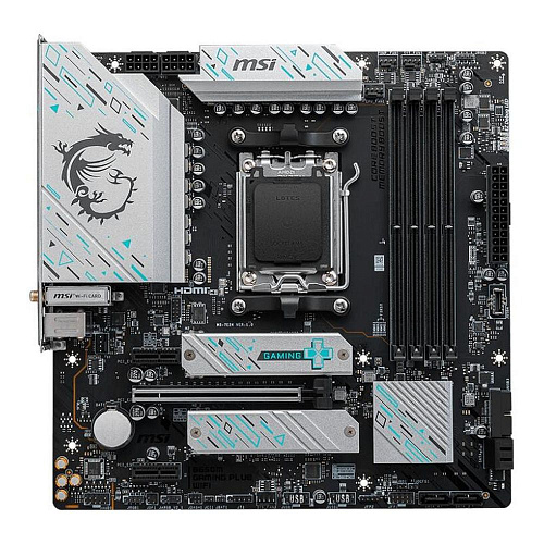 Материнская плата MSI B650M GAMING PLUS WIFI B650, AM5, 4*DDR5, 1*PCIEx16, 2*PCIEx1, 2*M.2, 2*TypeC, 3*USB3.2Gen2, 6*USB3.2Gen1, 4*USB2.0, 4*SATA3.0,