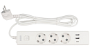 Сетевой фильтр Power Cube сетевой фильтр c USB, 1,9 метра, USB-порты:Type-A: 2 шт,Type-C: 1 шт.зарядка 3.5А/20вт, 3 розетки с заземлением, 16А/3,5кВт,