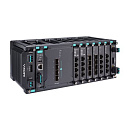 Модульный управляемый коммутатор 2 уровня с 4 встроенными слотами SFP+ 10GE, 6 слотами для установки 4-портовых модулей FE/GE (до 24 портов) и 2 слота