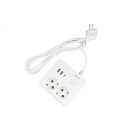 PowerCube Бытовой удлинитель (PC-1-2M) 2р с/з вык.,3USB, 3500 Вт, 16А, 1.9 м, 3*1,0 (белый) квадрат {22299}