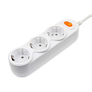 PowerCube Удлинитель (PC-2-1,5M) 1.5м, 3 розетки, 10А, с выключателем, белый