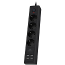 Cablexpert Сетевой фильтр Exnovo EXN-4-U4-B-2 (4р, 16А, 4 х USB, 3.4A, 2м, ур.защиты 4+) черный, коробка {22560}