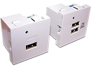 Модуль USB-зарядки, 2 порта, без шторки, 2.1A/5V, 45x45, белый
