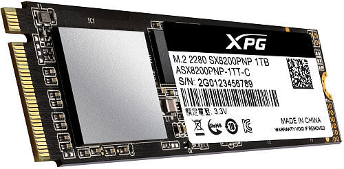 Твердотельный накопитель/ ADATA SSD SX8200Pro, 1024GB, M.2(22x80mm), NVMe 1.3, PCIe 3.0 x4, 3D TLC, R/W 3500/3000MB/s, IOPs 390 000/380 000, DRAM