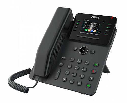 SIP-Телефон Fanvil V62G, 12 SIP-акк., 2,8", 320x240 Цвет. экран, POE, БП в комп., 2x1 Gbps, Чёрный