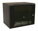 Шкаф коммутационный WRline (WR-TW-1245-GP-RAL9004) настенный 12U 600x450мм пер.дв.стекл 2 бок.пан. направл.под винты 60кг черный 350мм 650мм IP20 стал