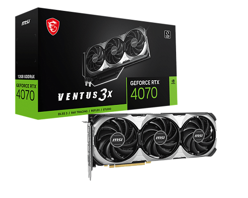Видеокарта/ VGA MSI NVIDIA GeForce RTX 4070 VENTUS 3X E 12G 12GB, GDDR6X/192-bit, PCIe 4.0, 1xHDMI 2.1, 3xDP, 2.2-slot