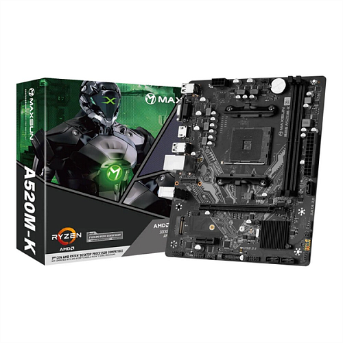 Материнская плата MAXSUN MS-Challenger A520M-K, AM4, A520, 2*DDR4, 3*SATA 3.0, 2*M.2, 2*USB 3.2, 4*USB 2.0, 1*PCIE 16, 1*PCIE 1, HDMI+VGA, mATX